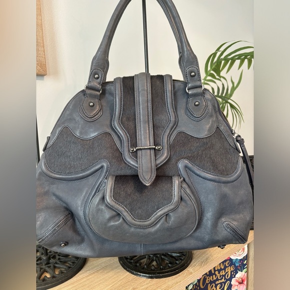 ☀️botkier Large Grey Leather Satchel w/COA NWOT - Picture 1 of 8